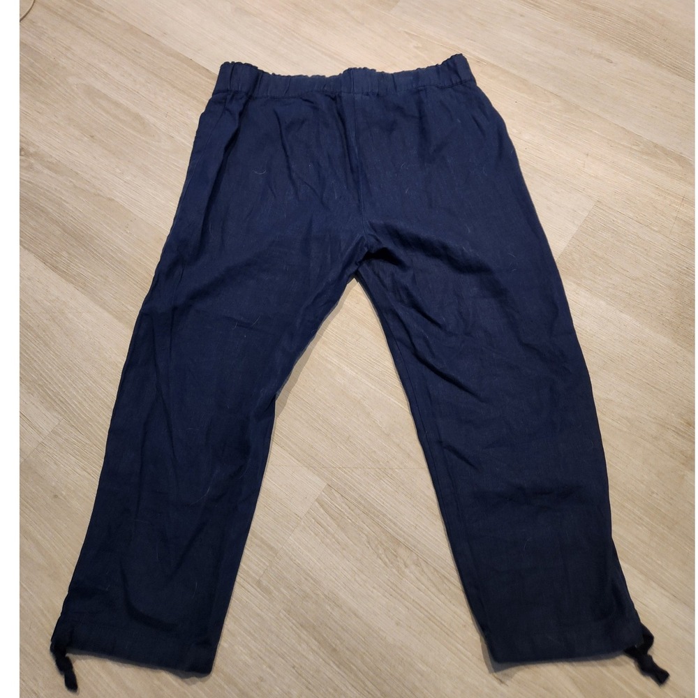 J. Jill Pure Jill Linen Pants Navy Blue Elastic Waist Drawstring Hem Large NEW - Picture 9 of 9